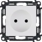 Розетка 1-м СП Valena Life 16А IP20 250В 2P защ. шторки безвинтов. клеммы с лицев. панелью механизм бел. Leg 753416