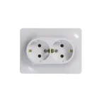 Розетка 2-м СП Glossa 16А IP20 с заземл. в сборе бел. SE GSL000124