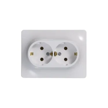 Розетка 2-м СП Glossa 16А IP20 с заземл. в сборе бел. SE GSL000124