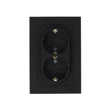 Розетка 2-м СП AtlasDesign 16А IP20 с заземл. в сборе карбон SE ATN001024