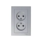 Розетка 2-м СП AtlasDesign 16А IP20 без заземл. в сборе алюм. SE ATN000320