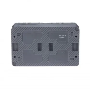 Розетка 2-м ОП AtlasDesign PROFI 16А IP54 заземл. защ. шторки антрацит SE ATN544026