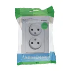 Розетка 2-м СП AtlasDesign 16А IP20 без заземл. в сборе алюм. SE ATN000320