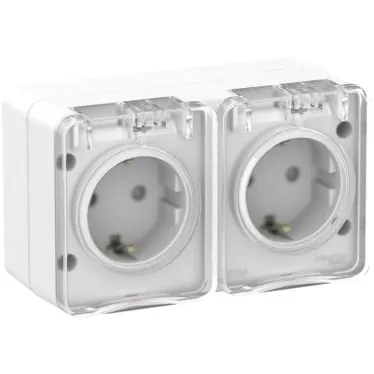 Розетка 2-м ОП AtlasDesign PROFI 16А IP54 заземл. защ. шторки бел. SE ATN540126