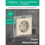 Розетка 1-м СП AtlasDesign 16А IP20 с заземл. защ. шторки механизм беж. SE ATN000245