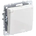 Розетка BRITE РСбш10-3-44-БрБ 16А IP44 с заземл. защ. шторки с крышкой механизм бел. IEK BR-R16-16-44-K01