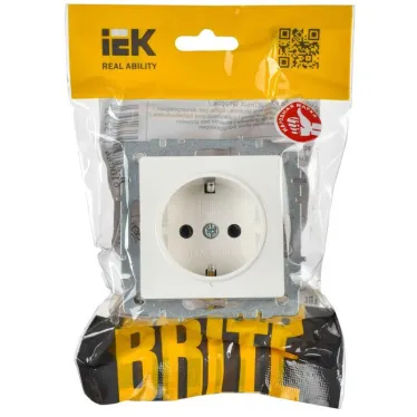 Розетка BRITE РС11-1-0-БрБ 16А с заземл. без защ. шторки механизм бел. IEK BR-R11-16-K01