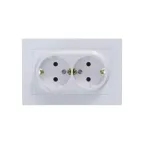 Розетка 2-м СП AtlasDesign 16А IP20 с заземл. в сборе жемчуж. SE ATN000424