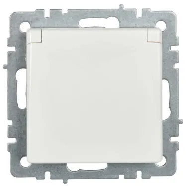 Розетка BRITE РСбш10-3-44-БрБ 16А IP44 с заземл. защ. шторки с крышкой механизм бел. IEK BR-R16-16-44-K01