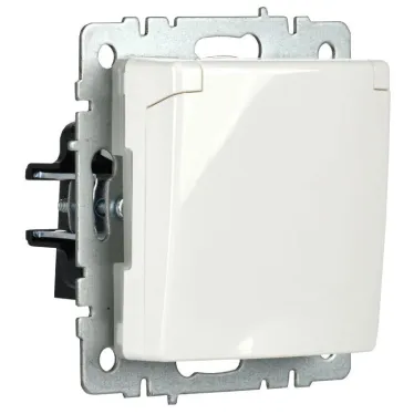 Розетка BRITE РСбш10-3-44-БрБ 16А IP44 с заземл. защ. шторки с крышкой механизм бел. IEK BR-R16-16-44-K01