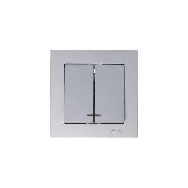 Выключатель 2-кл. СП AtlasDesign 10А IP20 (сх. 5а) 10AX с подсветкой механизм алюм. SE ATN000353