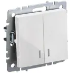 Выключатель 2-кл. СП BRITE ВС10-2-1-БрБ 10А с индик. механизм бел. IEK BR-V20-1-10-K01