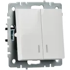 Выключатель 2-кл. СП BRITE ВС10-2-1-БрБ 10А с индик. механизм бел. IEK BR-V20-1-10-K01