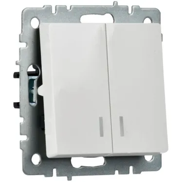 Выключатель 2-кл. СП BRITE ВС10-2-1-БрБ 10А с индик. механизм бел. IEK BR-V20-1-10-K01