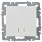 Выключатель 2-кл. СП BRITE ВС10-2-1-БрБ 10А с индик. механизм бел. IEK BR-V20-1-10-K01