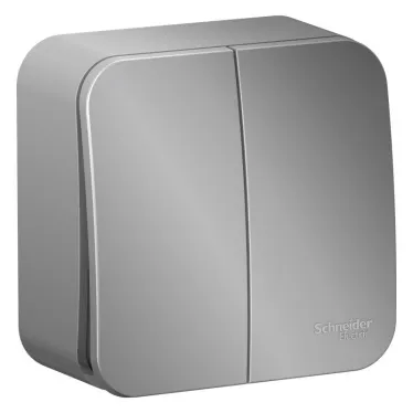 Выключатель 2-кл. ОП Blanca 10А IP20 (сх. 5) 250В с изолир. пластиной алюм. SE BLNVA105013
