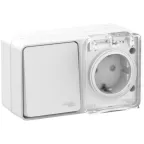Блок ОП AtlasDesign PROFI IP54 (розетка 1-м 16А заземл. защ. шторки + 1-кл. выключатель 10А) бел. SE ATN540170