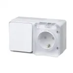 Блок ОП AtlasDesign PROFI IP54 (розетка 1-м 16А заземл. защ. шторки + 1-кл. выключатель 10А) бел. SE ATN540170
