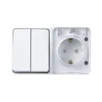 Блок ОП AtlasDesign PROFI IP54 (розетка 1-м 16А заземл. защ. шторки + 2-кл. выключатель 10А) бел. SE ATN540174