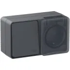 Блок ОП AtlasDesign PROFI IP54 (розетка 1-м 16А заземл. защ. шторки + 1-кл. выключатель 10А) антрацит SE ATN544070