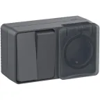 Блок ОП AtlasDesign PROFI IP54 (розетка 1-м 16А заземл. защ. шторки + 2-кл. выключатель 10А) антрацит SE ATN544074