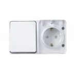 Блок ОП AtlasDesign PROFI IP54 (розетка 1-м 16А заземл. защ. шторки + 1-кл. выключатель 10А) бел. SE ATN540170